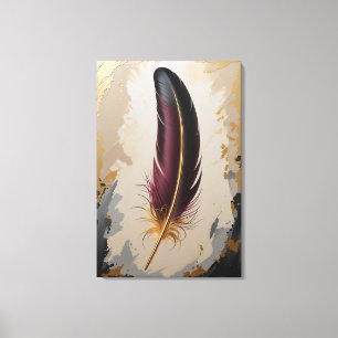 Golden Elegance Feather Luxury Minimalist Canvas Print