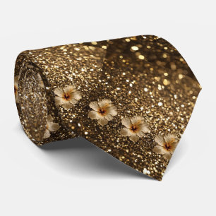Golden Elegance: Gold Hibiscus Shimmer Tie