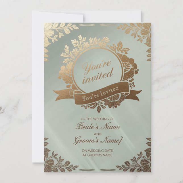 Golden Elegance Invitatio Invitation (Front)