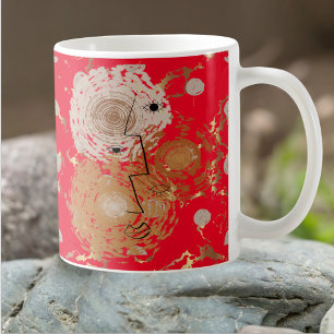 Golden Elegance Mid-Century Abstract Coffee Mug