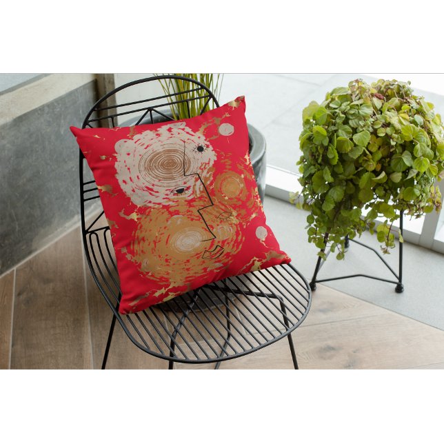 Golden Elegance Mid-Century Abstract Cushion (Creator Uploaded)