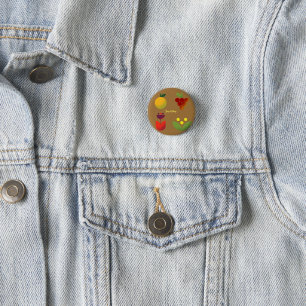 Golden Elegance Modern Floral Fruit 3 Cm Round Badge