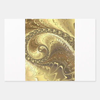 Golden Elegance:Set of 3 Flat Wrapping Paper Sheet