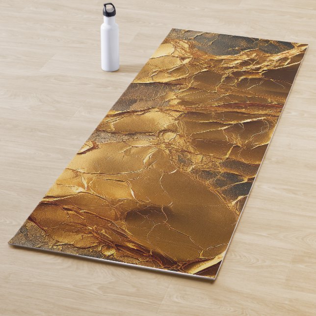 Golden Elegance Textured Marble Yoga Mat (In Situ)