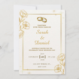Golden Elegance Wedding Invitation