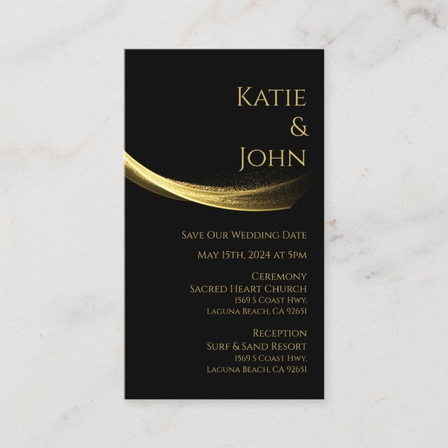 Golden Elegance-Wedding Save our Date Business Card (Front)