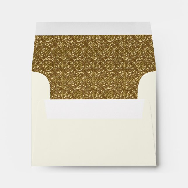 Golden Elegance Wedding Thank You Card Envelope (Back (Bottom))