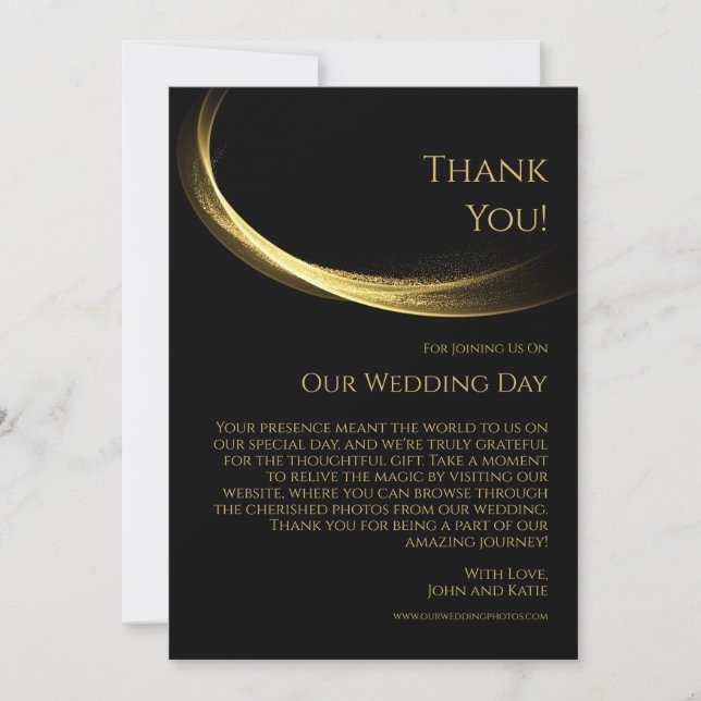Golden Elegance-Wedding Thank You- Invitation (Front)