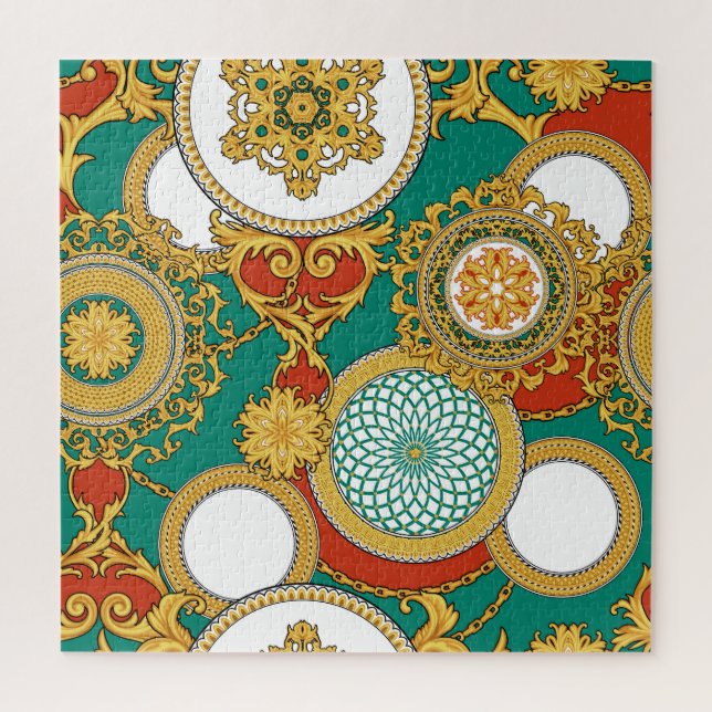 Golden Elegant Arabesque Background Jigsaw Puzzle (Vertical)