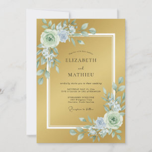 Golden Elegant Botanical Wedding Invitation