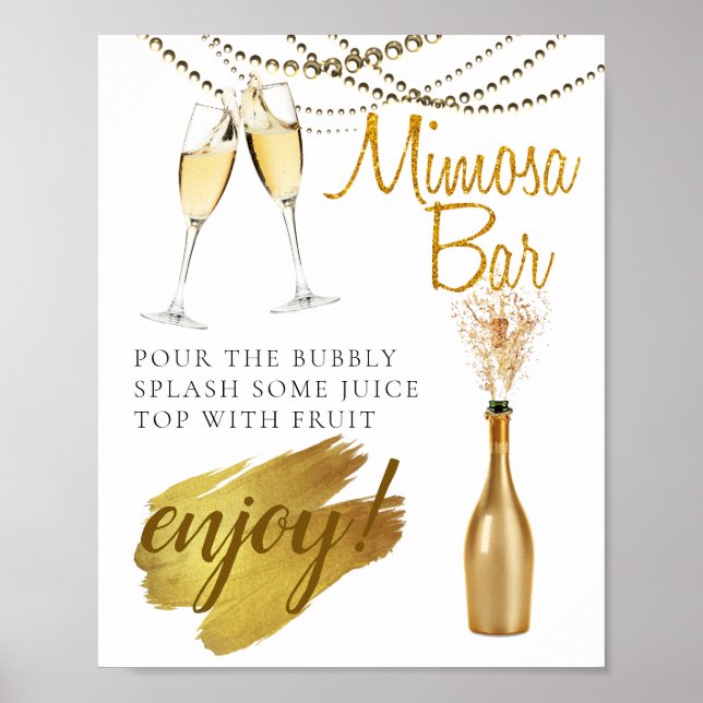 Golden Elegant Bridal Brunch Mimosa Bar Sign (Front)