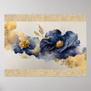 Golden Elegant Flower Poster