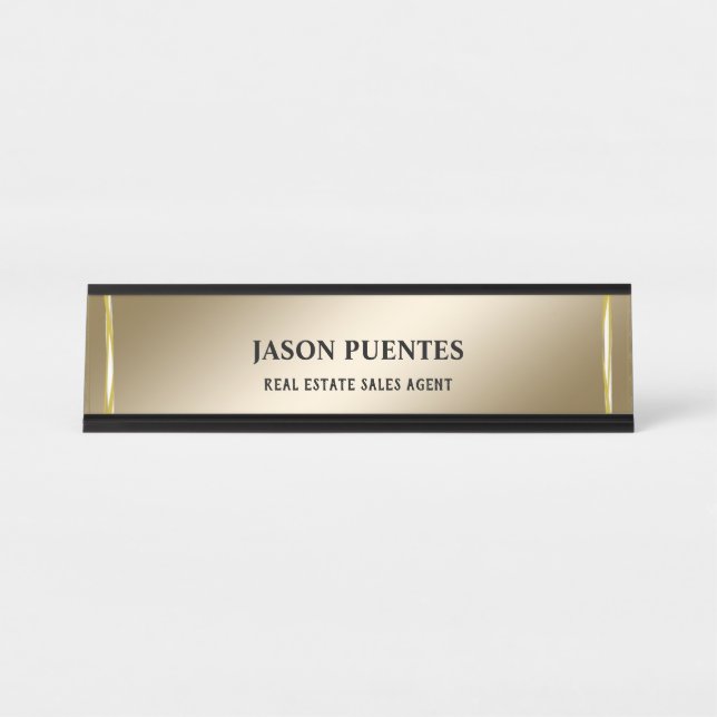 Golden elegant modern desk name plate (Front)