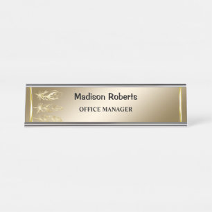 Golden elegant modern professionally desk name pla plate