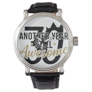Golden Elegant Script "Awesome" Typography Black  Watch