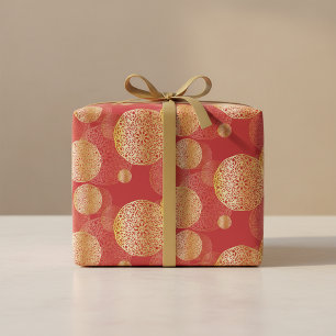 Golden Elegant Splendid Oriental Ornaments Pattern Wrapping Paper