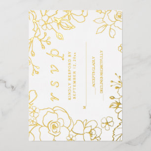 Golden Elegant Wedding RSVP Real Gold