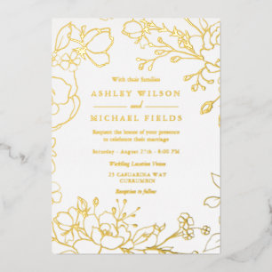 Golden Elegant White Modern Wedding Real Gold 
