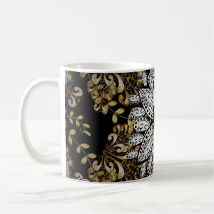 Golden element on black background. Golden black f Coffee Mug