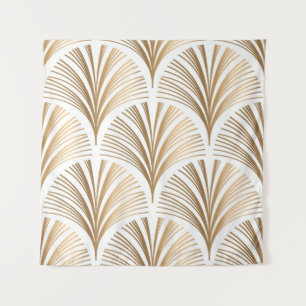 Golden elements on white background. Vintage seaml Tapestry