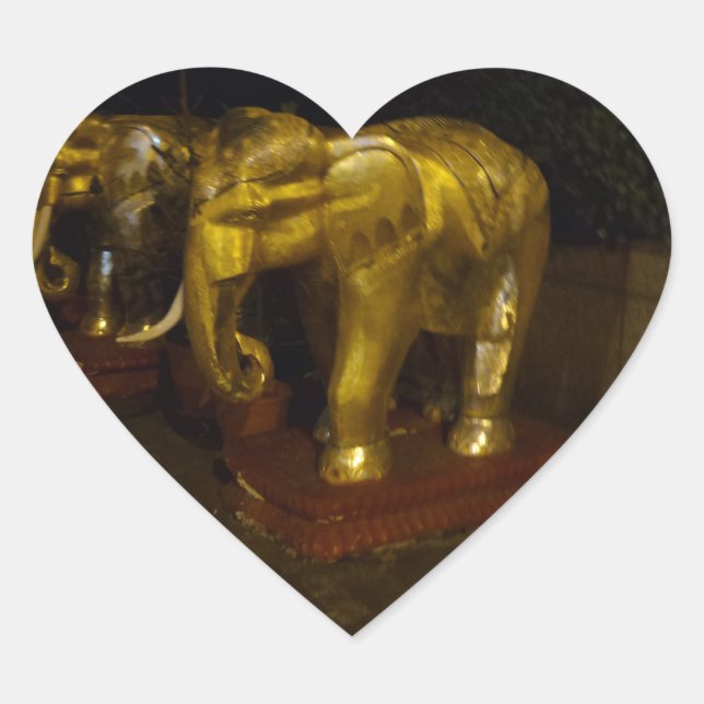 Golden Elephant Heart Sticker (Front)