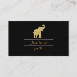 golden elephant on black business card