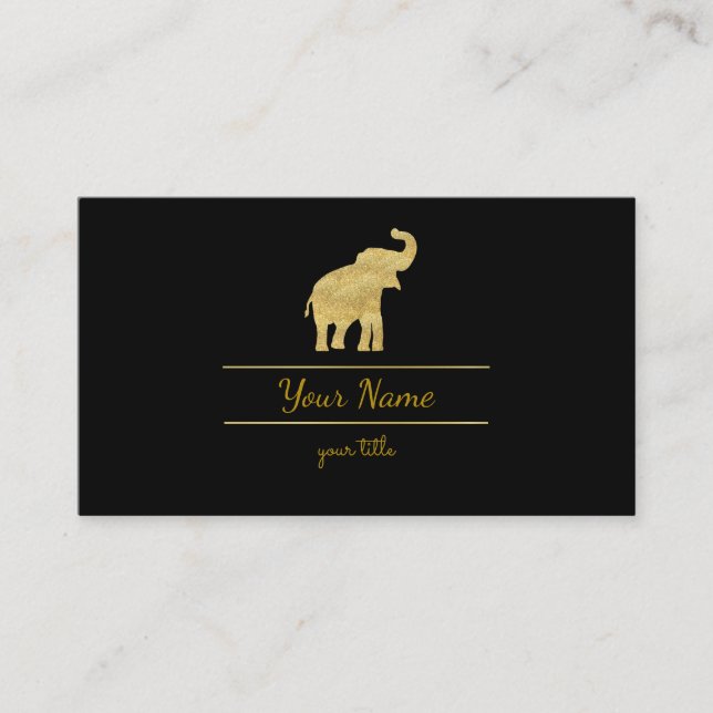 golden elephant on black business card (Front)