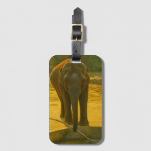 Golden Elephant Wisdom – Majestic Wildlife Luggage Tag