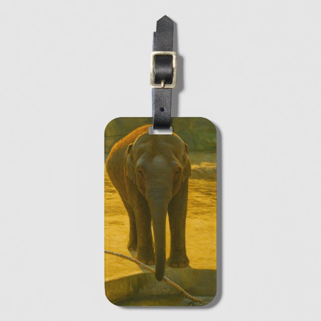 Golden Elephant Wisdom – Majestic Wildlife Luggage Tag (Front Vertical)