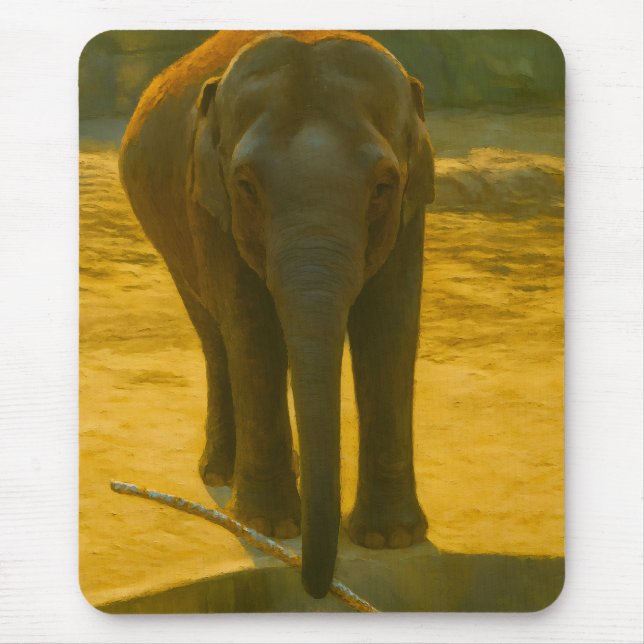 Golden Elephant Wisdom – Majestic Wildlife Mouse Mat (Front)