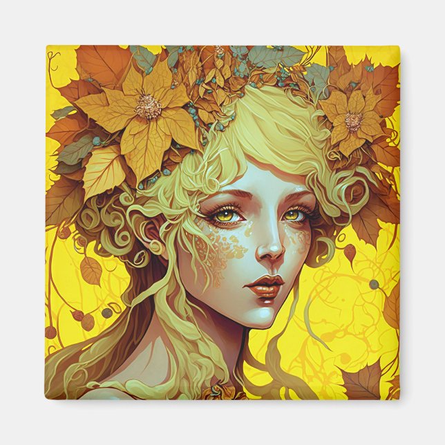 Golden Elf Fairy Fae Fantasy Art Magnet (Front)