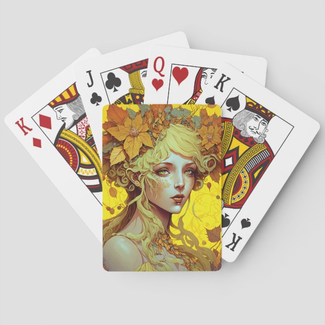 Golden Elf Fairy Fae Fantasy Art Playing Cards (Back)