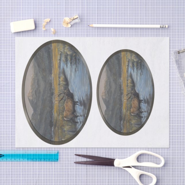 Golden Elk - Oval Tissue Paper (Craft)