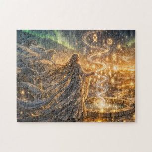 Golden Elven Fantasy Light Impressionist Fantasy Jigsaw Puzzle