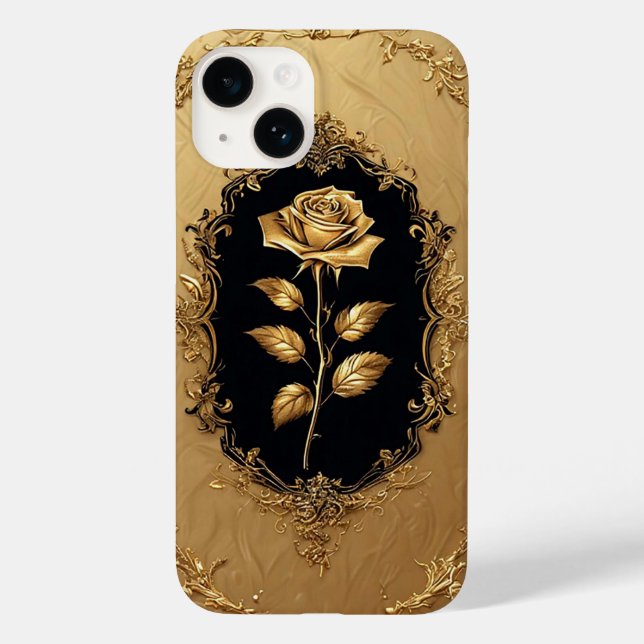 Golden Embellished Rose Decoration Case-Mate iPhone Case (Back)