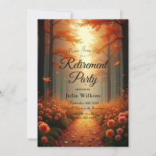Golden Ember Autumn Woodland Stroll Invitation