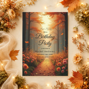 Golden Ember Autumn Woodland Stroll Invitation