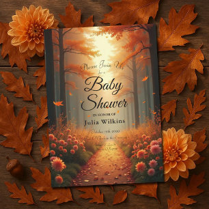 Golden Ember Autumn Woodland Stroll Invitation