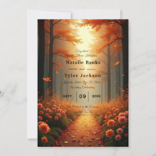 Golden Ember Autumn Woodland Stroll Invitation