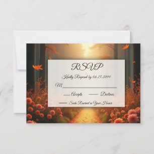 Golden Ember Autumn Woodland Stroll RSVP Card