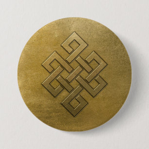Golden Embossed Endless Knot 7.5 Cm Round Badge