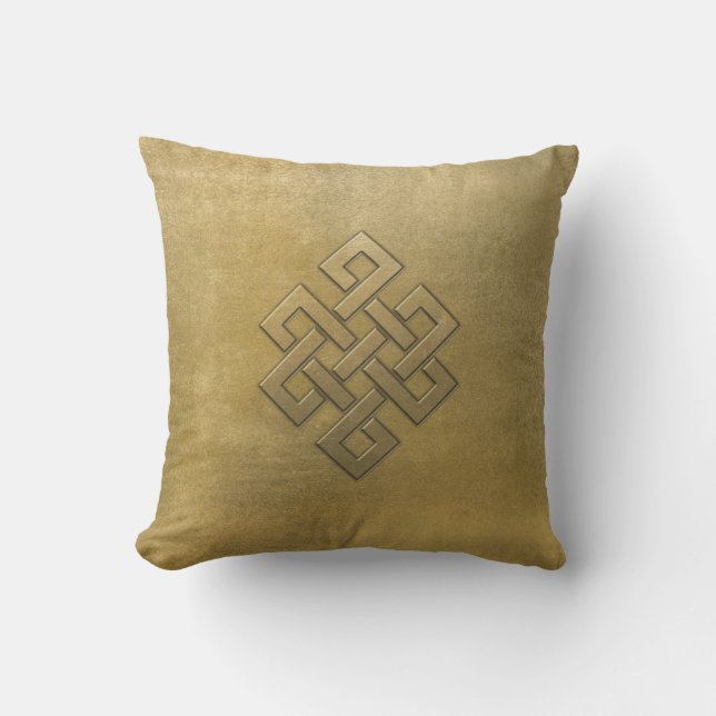 Golden Embossed Endless Knot Cushion (Front)