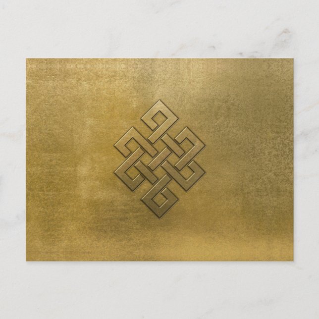 Golden Embossed Endless Knot Postcard (Front)