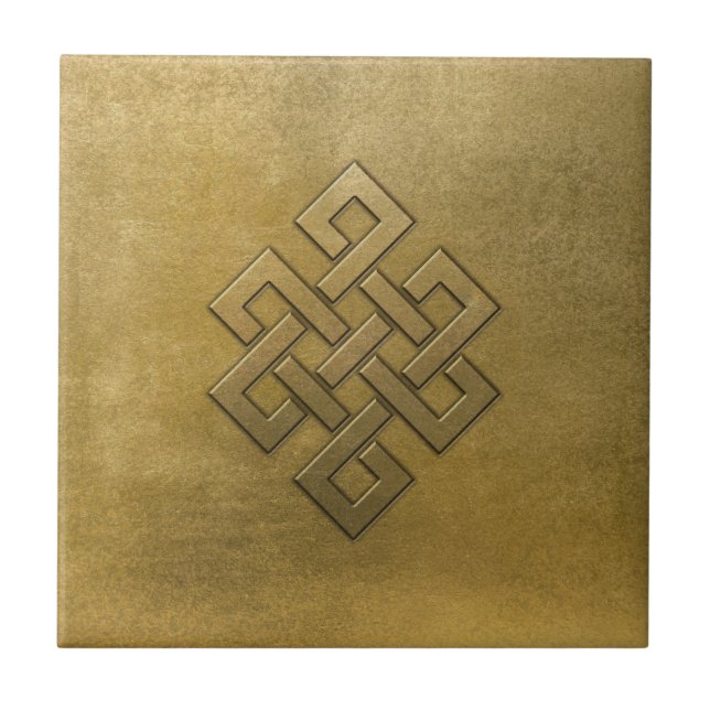 Golden Embossed Endless Knot Tile (Front)