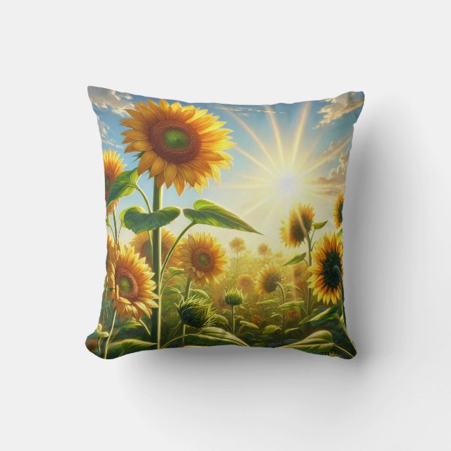 Golden Embrace Sunflower  Cushion (Front)