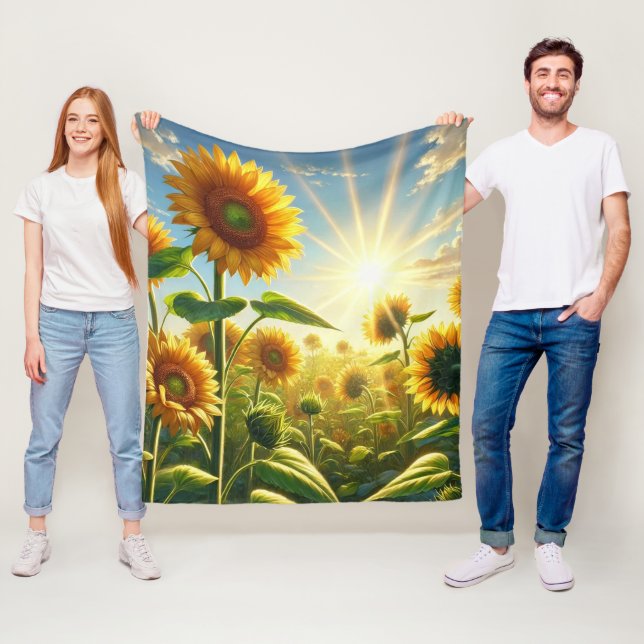 Golden Embrace Sunflower  Fleece Blanket (In Situ)