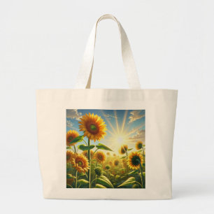 Golden Embrace Sunflower  Large Tote Bag