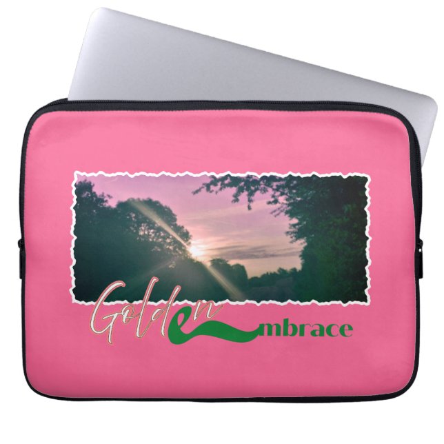 Golden Embrace Sunset Landscape Print Laptop Sleeve (Front)