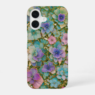 Golden Embroidered Pastel Floral Phone Case