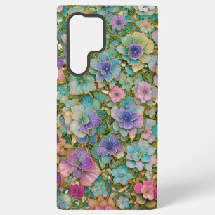 Golden Embroidered Pastel Floral Phone Case